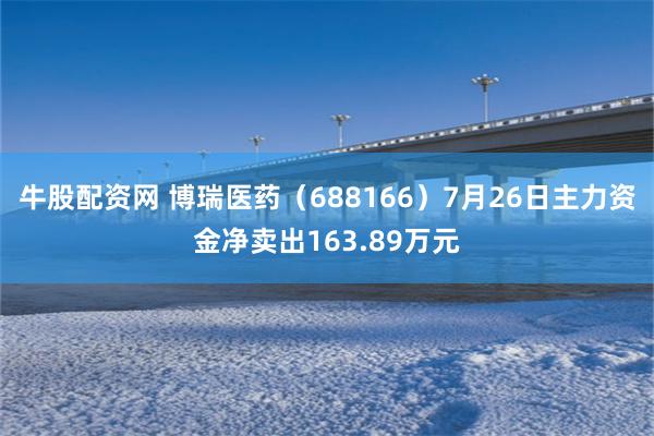 牛股配资网 博瑞医药（688166）7月26日主力资金净卖出163.89万元