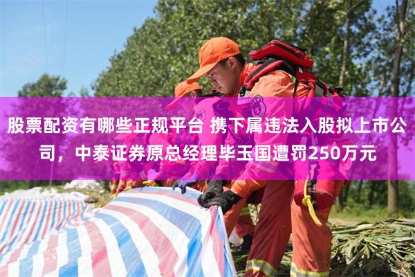 股票配资有哪些正规平台 携下属违法入股拟上市公司，中泰证券原总经理毕玉国遭罚250万元